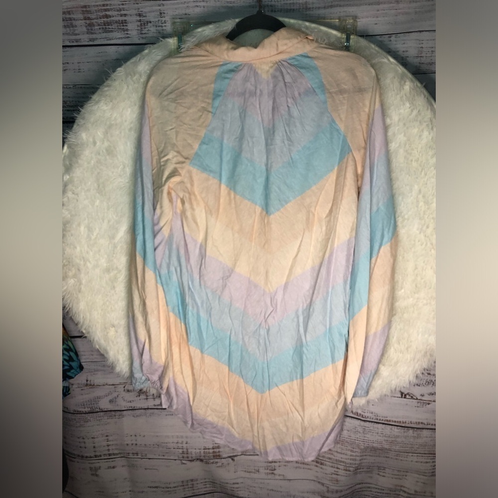 VENUS Cream Blue and Purple Linen Shirt Dress Coverup size Small NWOT - Picture 10 of 12